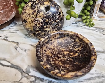Soapstone incense burner bowl with diamond design 3in x 2.5in