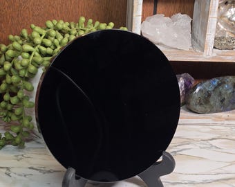 Black Obsidian Scrying Mirror | 5.89inches diameter