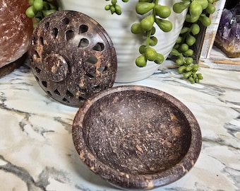 Soapstone Incense Burner Bowl with droplet/tear drop design 3in x 2.5in
