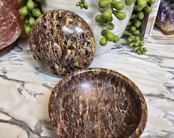 Soapstone Incense Burner bowl with flower design 3in x 2.5in
