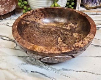 Soapstone Smudging bowl with floral design 5in x 2in