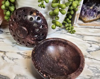 IMPERFECT Soapstone Incense Burner Bowl with droplet/teardrop design 3in x 2.5in