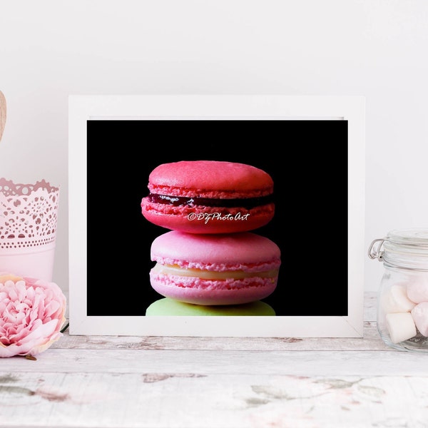 Macarons Photo, Macaroons Printable, Instant Download, Food Photography, Digital Download, Kitchen Wall art, Macarons Tower, Closeup Macaron