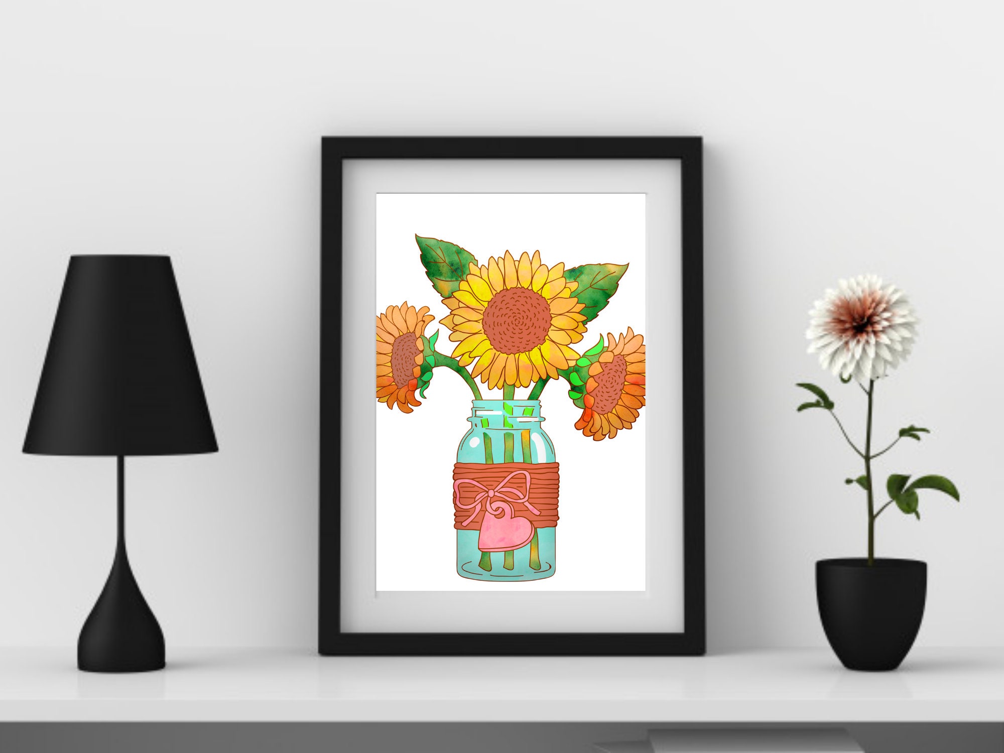 Flower Vase Digital Wall Art Print Flower Art INSTANT Etsy