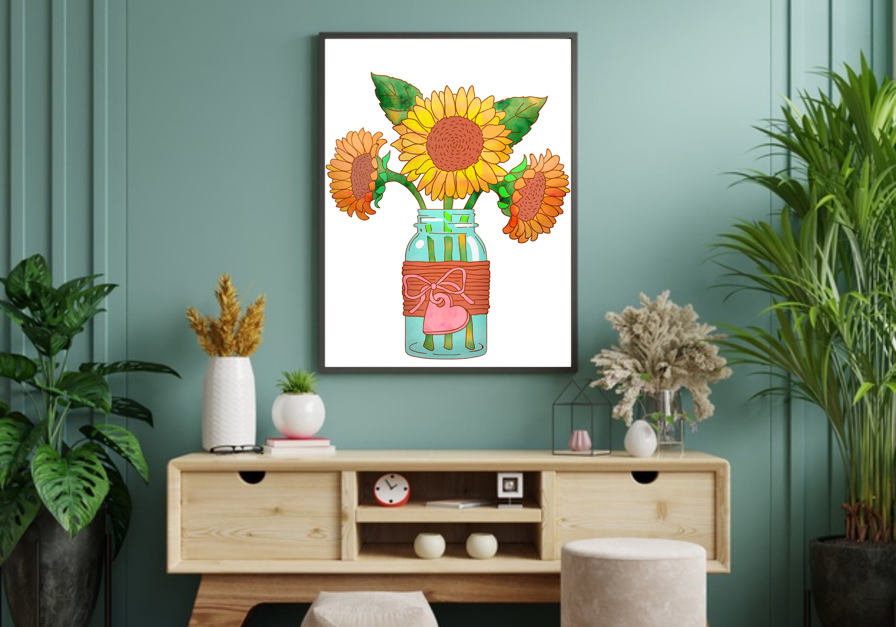 Flower Vase Digital Wall Art Print Flower Art INSTANT Etsy