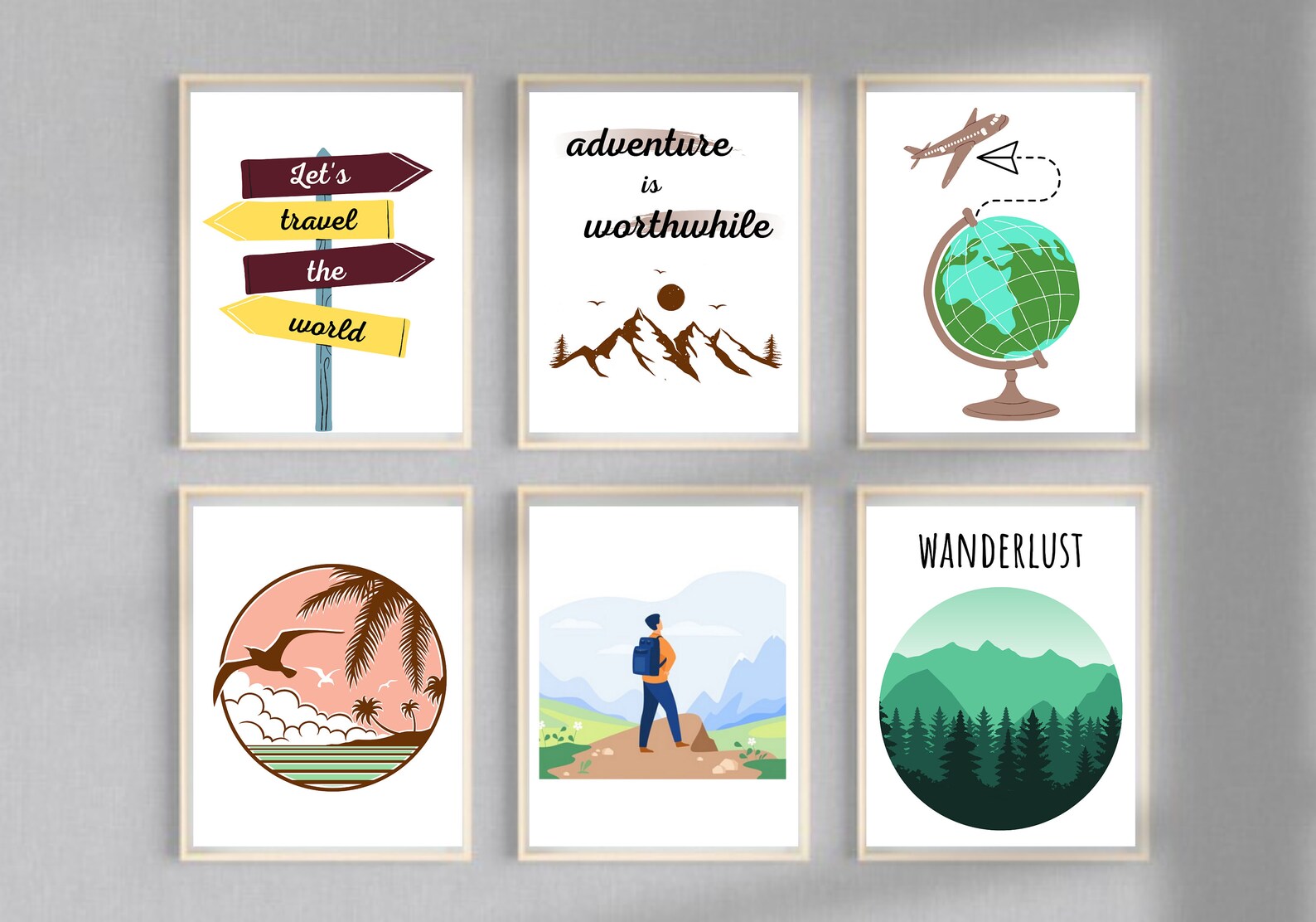 Set of 6 prints Travel Digital Wall Art Prints Travel Etsy