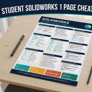 SolidWorks Student Cheat Sheet, CAD Shortcuts Guide (PDF Download)