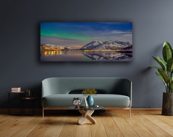 Wall Art Panoramic Print, Norway Aurora Borealis, Art Print Set Printable Wall Art, Poster Bundle, northern lights