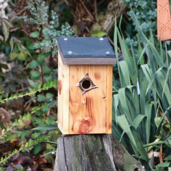 Nistkasten Vogelhaus Gartendeko Birdhouse Nisthilfe handgefertigt geflämmt, geölt Massivholz