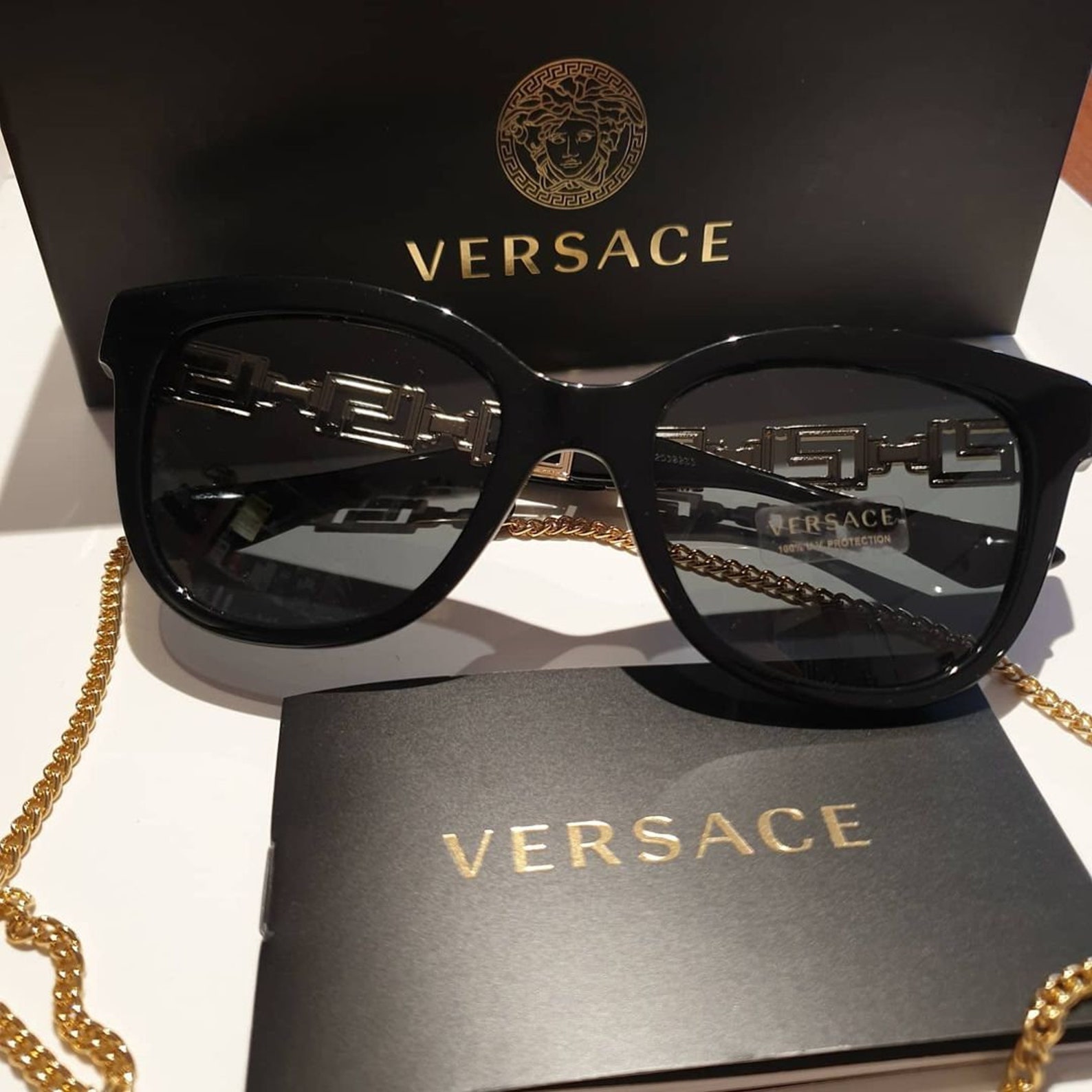 VERSACE Model Grey Polarized VE Gold Frame Sunglasses | Etsy