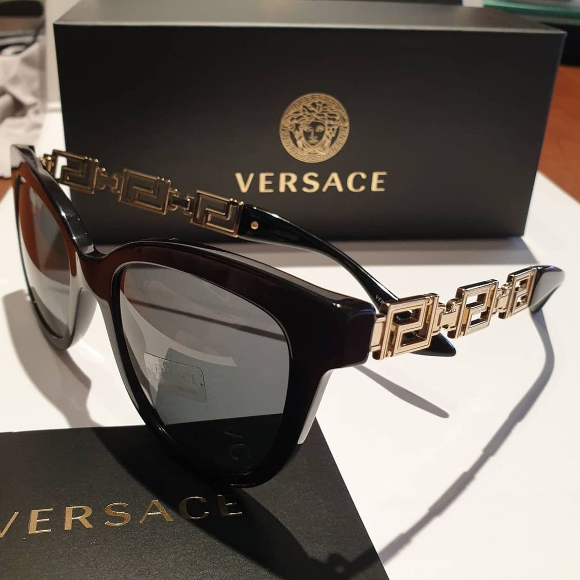 VERSACE Model Grey Polarized VE Gold Frame Sunglasses | Etsy