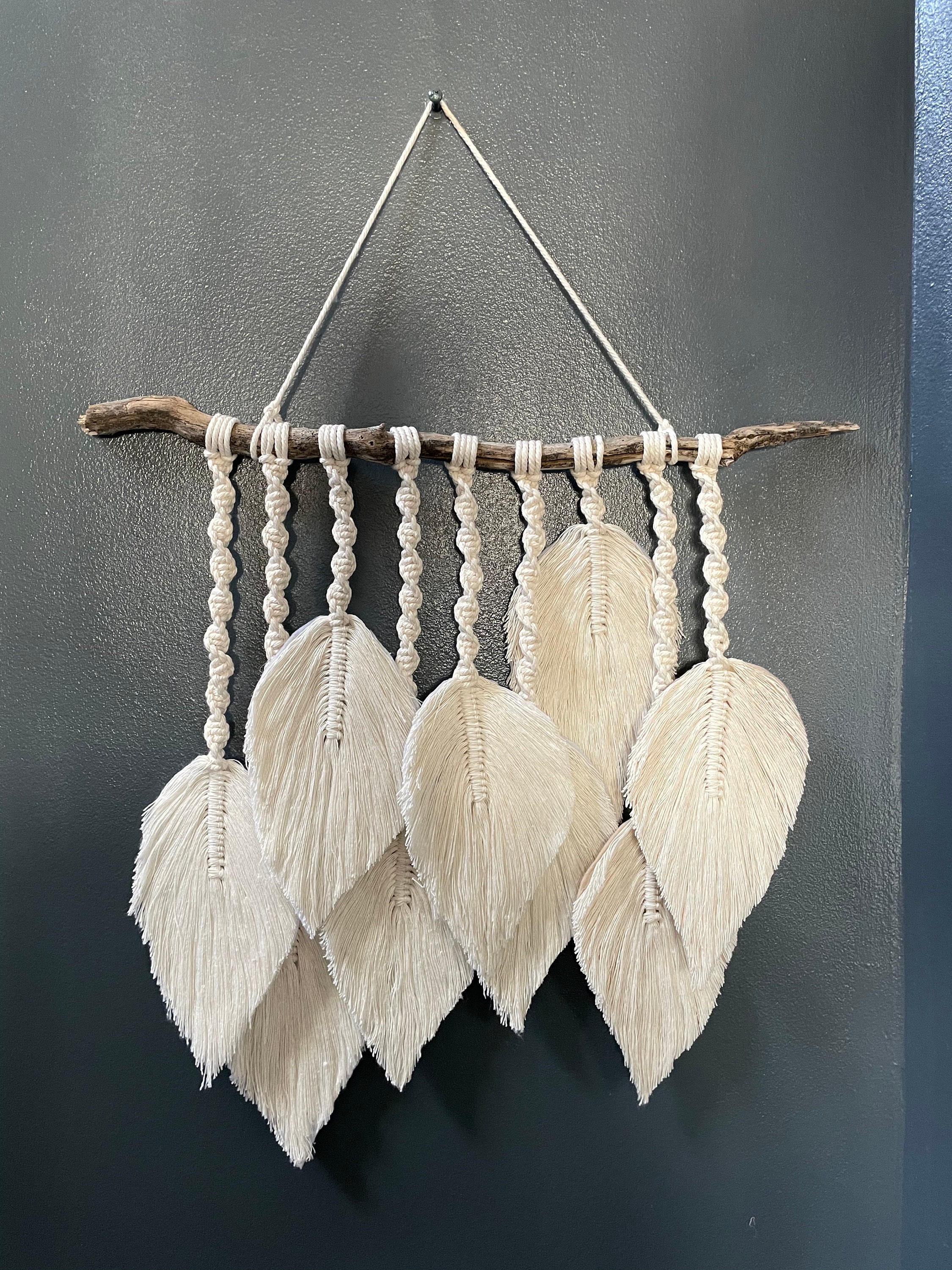 Macramé Mural avec 9 Feuilles