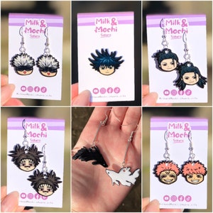Satosugu Beta Vis Oorbellen Chibi Anime Accessoires Zilveren Studs Clip-on Drop Jjk Oorbellen Cosplay Comic Con Manga Jujutsu Merch Ying Yang