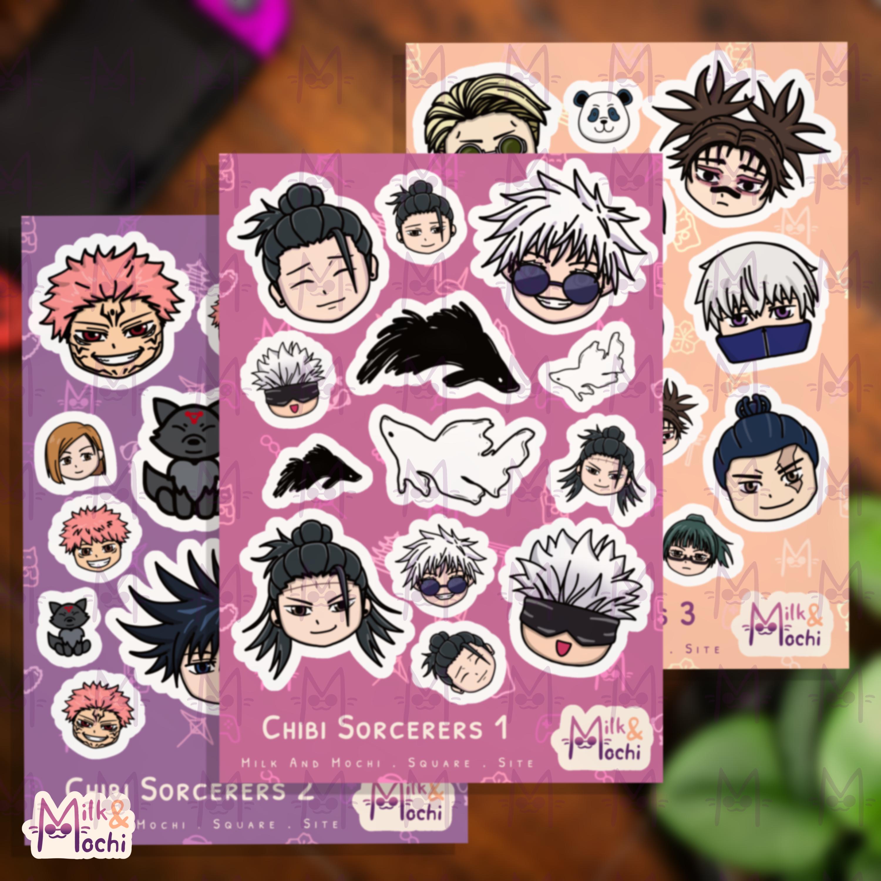 Cbj Sticker Chibi Anime Sorcerers A5 Jjk Glossy Sticker Sheets Cosplay Comic Con ...