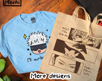 Anime Tote Bags Tshirts | Beta Fish Reusable Cotton Cursed Spirit Merch Otaku Kawaii Gamer Jujutsu T-shirt Cosplay Comic Con jjk Accessories