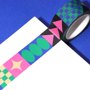 PATTERN PLAY #2 Abstract Geometric Washi Tape (20mm/10m) | Wide Washi, Abstract Geometric Stationery Tape, Checkered Washi, Craft Supplies