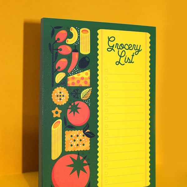 GROCERY LIST — Italian Food Themed Shopping Checklist Notepad (5x7) / Pasta Food Illustrations, Gift For Foodie Lover, Cute Gift For Nonna