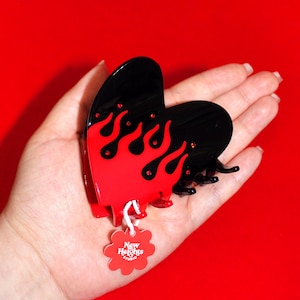 DARK FURY Hair Claw | New Heights Studio’s Acetate Hair Claw, Heart Hair Claw, Gothic Hair Claw, Punk Y2K Accessory, Scorpio Birthday Gift