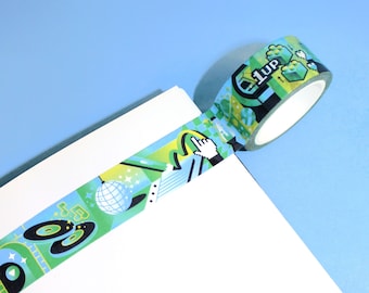 NOSTALGIC RELICS Retro Inspired Washi Tape (20mm/10m) | Groovy Paraphernalia Inspired 70s/80s/90s/Y2K Style Stationery Washi Tape
