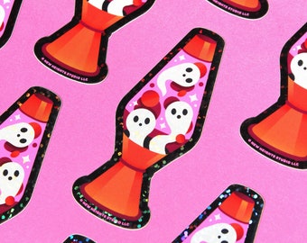GROOVY GHOST Glitter Halloween Sticker | Retro Halloween Sticker, Spooky Cute Sticker, Groovy Laptop Sticker, Cute Ghost Sticker, Retro Art