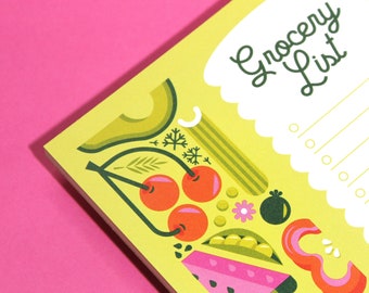 FRUITS & VEGGIES Grocery List Notepad (5x7) / Cute Fruit Notepad, Shopping Checklist Notepad, Cute And Colorful Grocery List, Foodie Gift