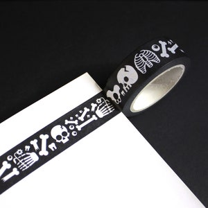 SKELETAL GRAVE Spooky Halloween Washi Tape (15mm/10m) | Skull & Bones Washi, Skeleton Washi, Spooky Washi, True Crime Tape, X-Ray Craft Tape
