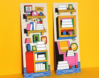 ONE MORE BOOK Bookmark | Personal Reading Tracker Bookmark, Reading Log, Book Lover, Illustration Bookmark, Bookish Gift, Cute Book Tracker