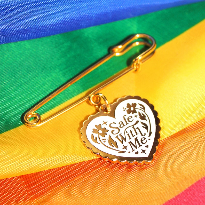 Safe With Me Enamel Brooch Safety Pin You Are Safe With Etsy