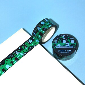 GRIM GRAVES Halloween Washi Tape (20mm/10m) | Spooky Stationery, Halloween Crafts Supplies, Graveyard & Tombstones Washi, Cemetery Art Washi image 4