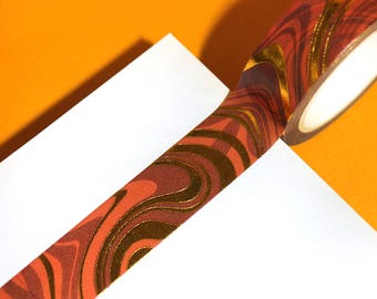 TIGER'S EYE Gold Foil Washi Tape (15mm/10m) | Witchy Washi, Witchy Craft Supply, Mystical Washi, Fantasy Crystal Craft Tape, Halloween Washi