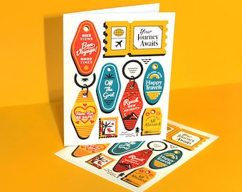 YOUR JOURNEY AWAITS A2-Size Greeting Card (Blank Inside) | Bon Voyage Travel Card, Moving Card, Vacation Card, Safe Travels, Going Away Card