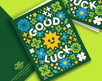 GOOD LUCK A2-Size Greeting Card (Blank Inside) | Everyday Card, Good Luck Greeting Card, Wishing You Good Luck, Plant Card, Encouragement