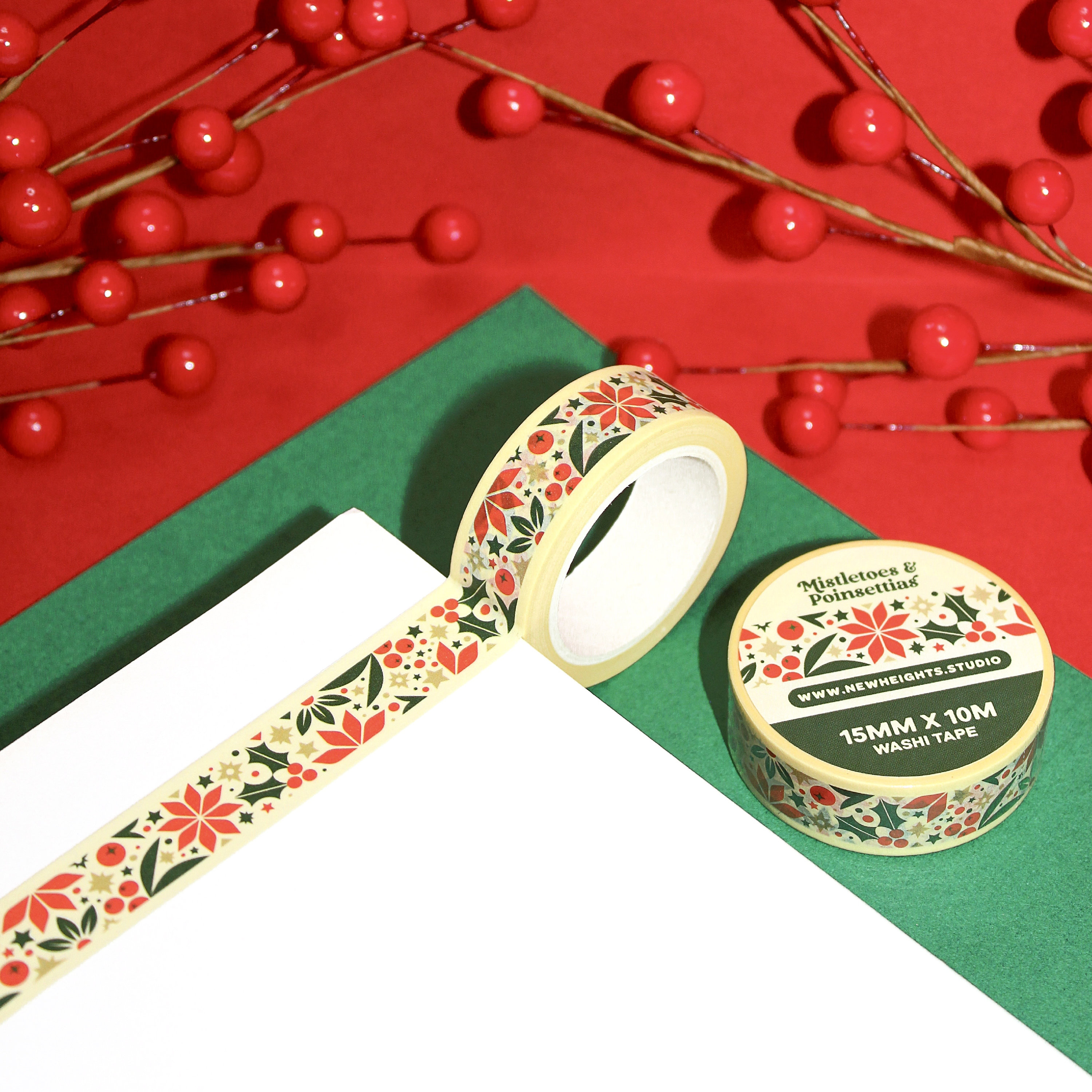 8 Rolls Christmas Holiday Foil Washi Tape Set with Snowflake Tree Deer  Striped for Journaling Christmas