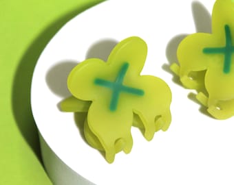 LUCKY CLOVER Mini Hair Claw | New Heights Studio’s Acetate Hair Claw, St Patrick’s Day, Plant Sprout Clip, Shamrock Clip, Spring Accessory
