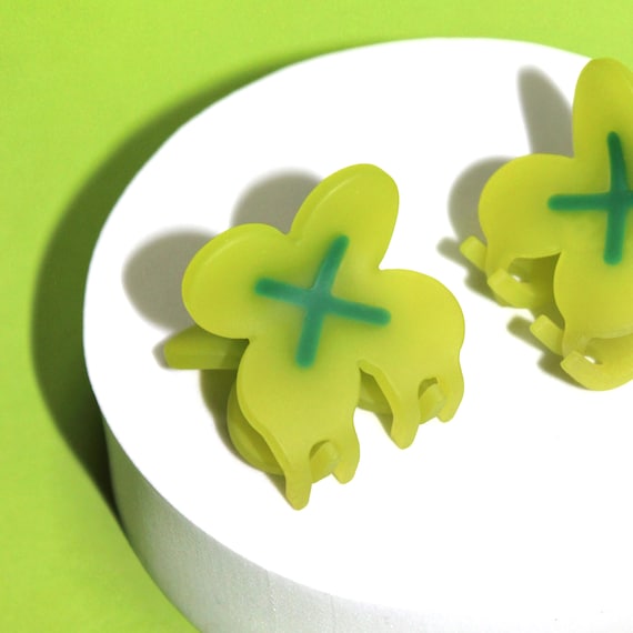LUCKY CLOVER Mini Hair Claw | New Heights Studio’s Acetate Hair Claw, St Patrick’s Day, Plant Sprout Clip, Shamrock Clip, Spring Accessory