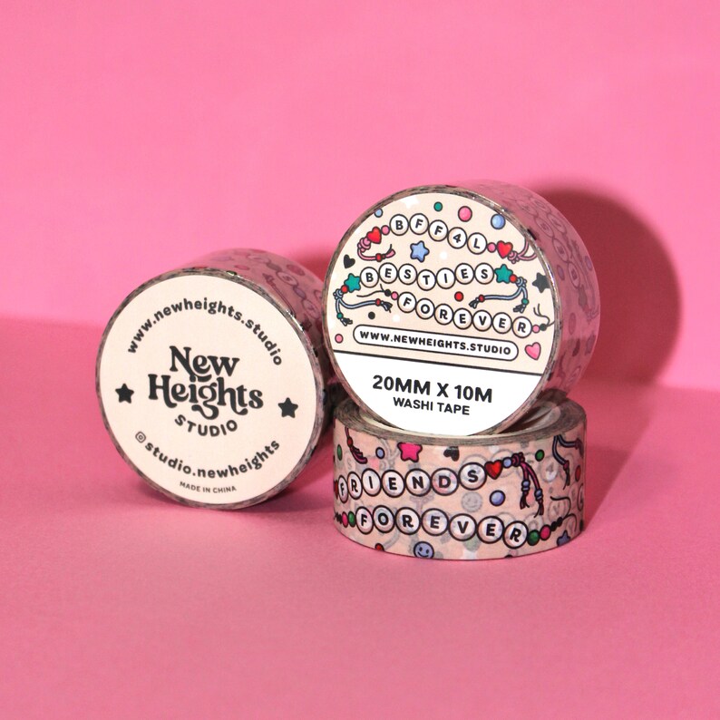 BFF4L Friendship Bracelet Washi Tape (20mm/10m) | Friendship Washi, Penpal Washi Tape, BFF, Cute Retro Style Tape, Arts & Craft image 9