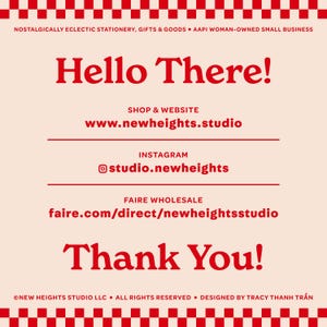 Thank you note that includes store info and Instagram.