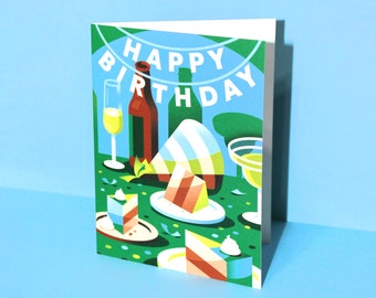 HAPPY BIRTHDAY A2-Size Greeting Card (Blank Inside) | Fun Birthday Card, Happy Birthday, Cute B-Day Card, Card For A Friend, Birthday Party