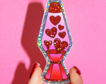 GROOVY LOVE Glitter Sticker | Heart Sticker, Groovy Laptop Sticker, Retro 60's Tumbler Sticker, Groovy Lovecore Sticker