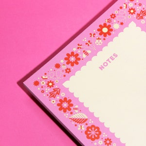 FLOWER GARDEN (pink) Floral Notepad (5x7) | Desk Memopad, Floral ...