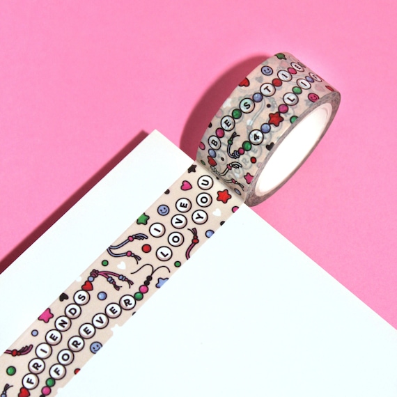 BFF4L Friendship Bracelet Washi Tape (20mm/10m) | Friendship Washi, Penpal Washi Tape, BFF, Cute Retro Style Tape, Arts & Craft