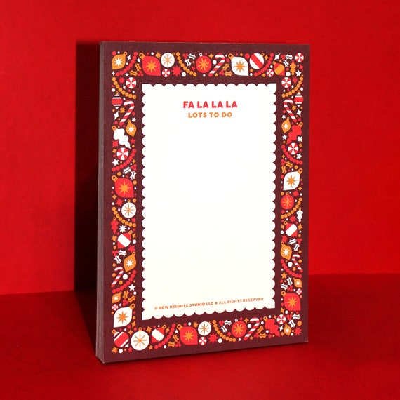 Fa La La La Lots To Do – Christmas Notepad (Red, 5x7) | Christmas Paper Good, Holiday Office Gift, Desk Christmas Stationery, Christmas Gift