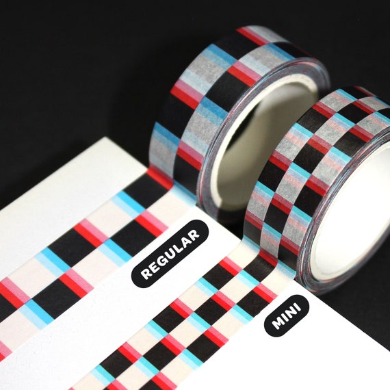 3D EFFECT CHECKERBOARD Washi Tape (15mm/10m) | Trendy Checkered Washi, Trippy Washi Tape, Glitchy Washi Tape, 3D Washi, Pop Punk Planner