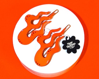 SCORCH MARKS Hair Clips (Set of 2) | New Heights Studio’s Acetate Hair Accessory, Fire Hair Clips, Fireball Flame Clips, Goth Punk Accessory