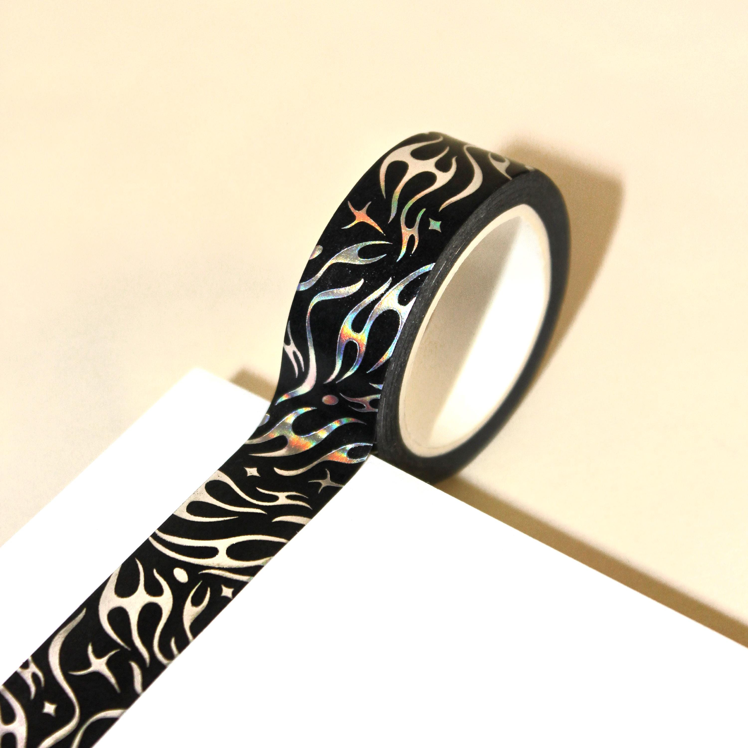 SHADOW SILHOUETTES Holographic Silver Foiled Washi Tape | Witchy Craft Supply, Gothic Washi, Punk Inspired, Shadow Art, Dark Fantasy Fiction