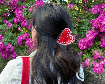 AMORETTE Hair Claw | New Heights Studio’s Acetate Hair Claw, Heart Coquette Hair Claw, Retro Kitschy Novelty Accessory, Valentine’s Day Gift