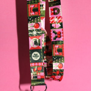 JOLLY HOLIDAY Illustrated Christmas Holiday Neck Lanyard | Winter Holiday Badge Holder Lanyard, Cute Christmas Clothing & Fashion Accessory