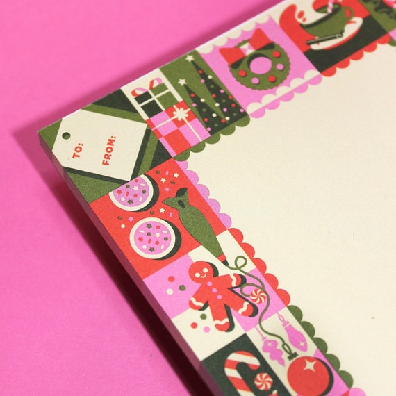 JOLLY HOLIDAY Festive Christmas Notepad (5x7) | Christmas Paper Good, Holiday Office Gift, Cute Desk Christmas Stationery, Christmas Gift