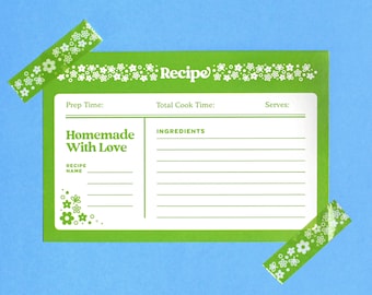 SPRING BLOSSOM Pyrex Inspired Recipe Cards (6x4, Set of 5) | Printed Vintage Style Recipe Cards, Pyrex Stationery, Gift For Pyrex Lovers