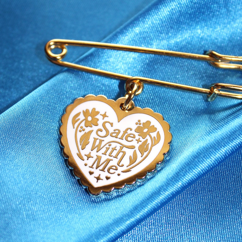 Safe With Me Enamel Brooch Safety Pin You Are Safe With Etsy